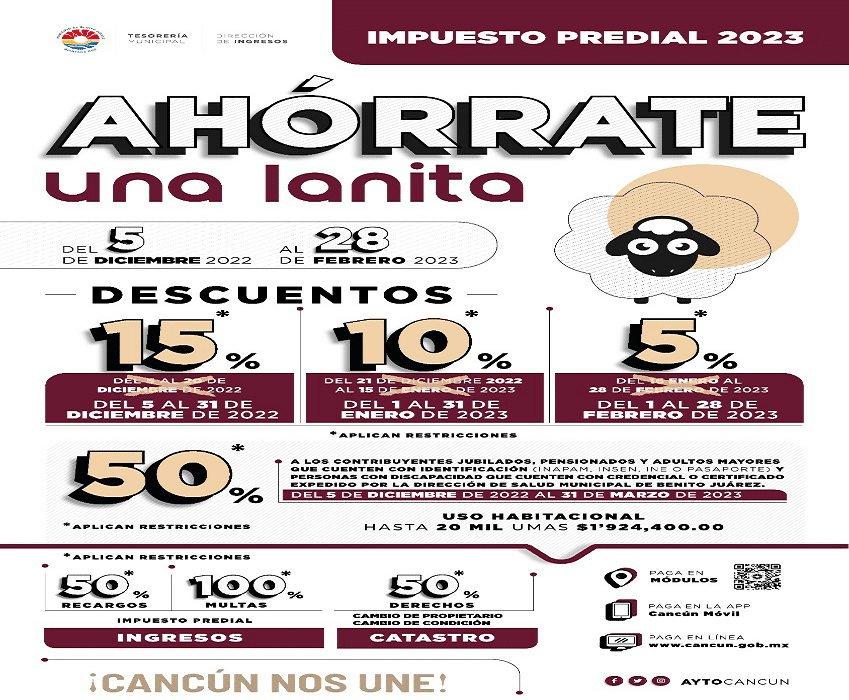 Modifican fechas de descuento para pago de predial en BJ