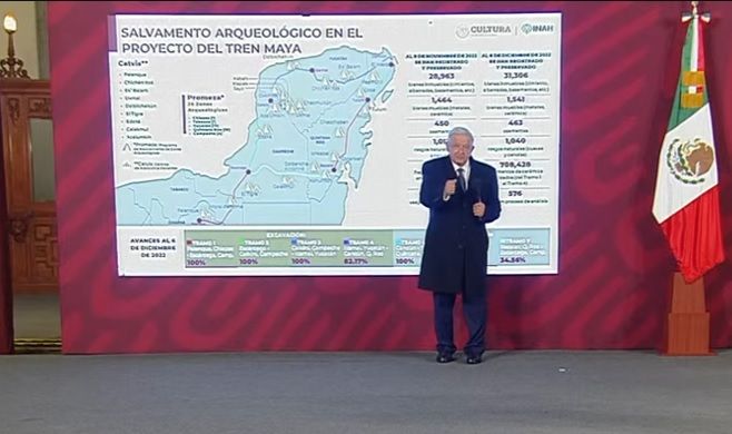 Revela AMLO construcción de dos plantas de energía eléctrica y un gasoducto para abastecer el Tren Maya