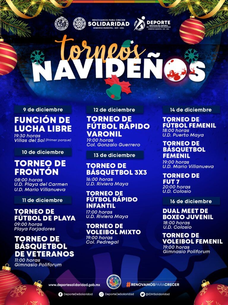 Anuncia gobierno municipal los Torneos Navideños 2022