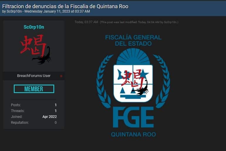 Hackean a la Fiscalía General del Estado de Quintana Roo y publican miles de denuncias