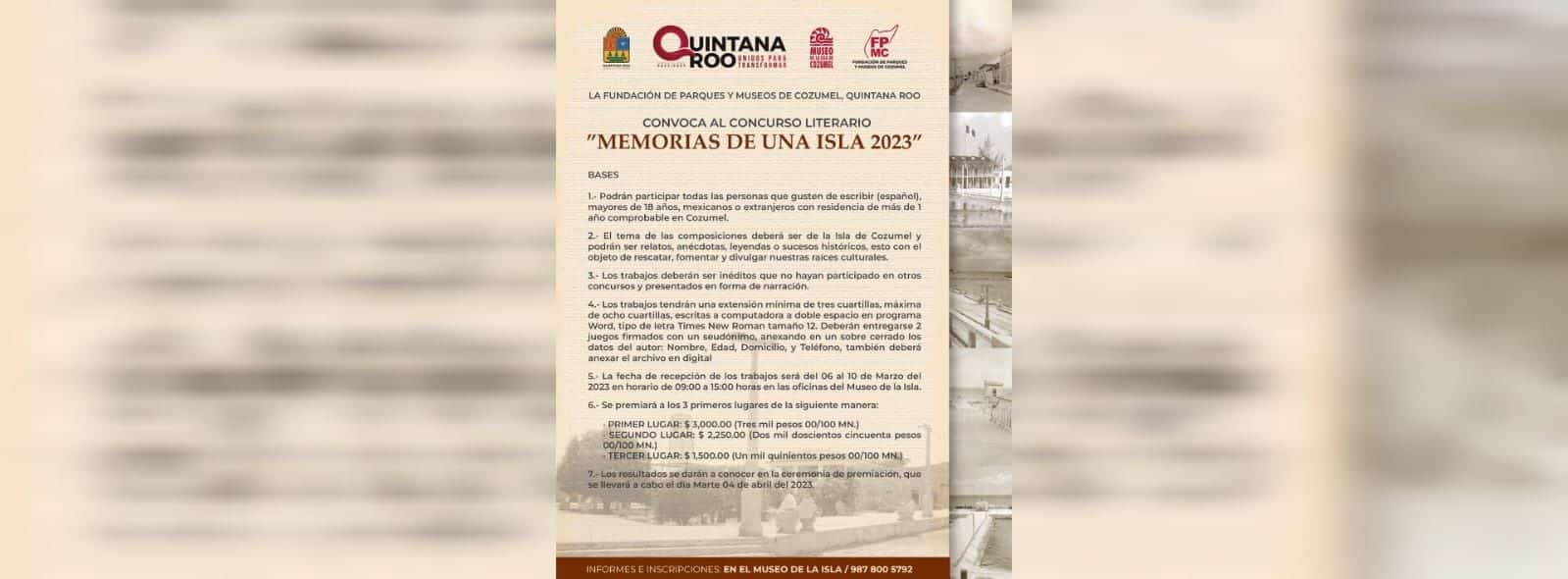 Convocan al concurso literario “Memorias de una Isla”