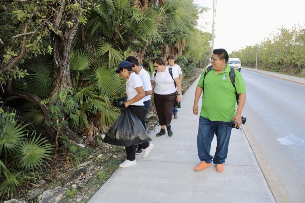 Limpian jóvenes el manglar para revitalizarlo en el acceso a Puerto Morelos