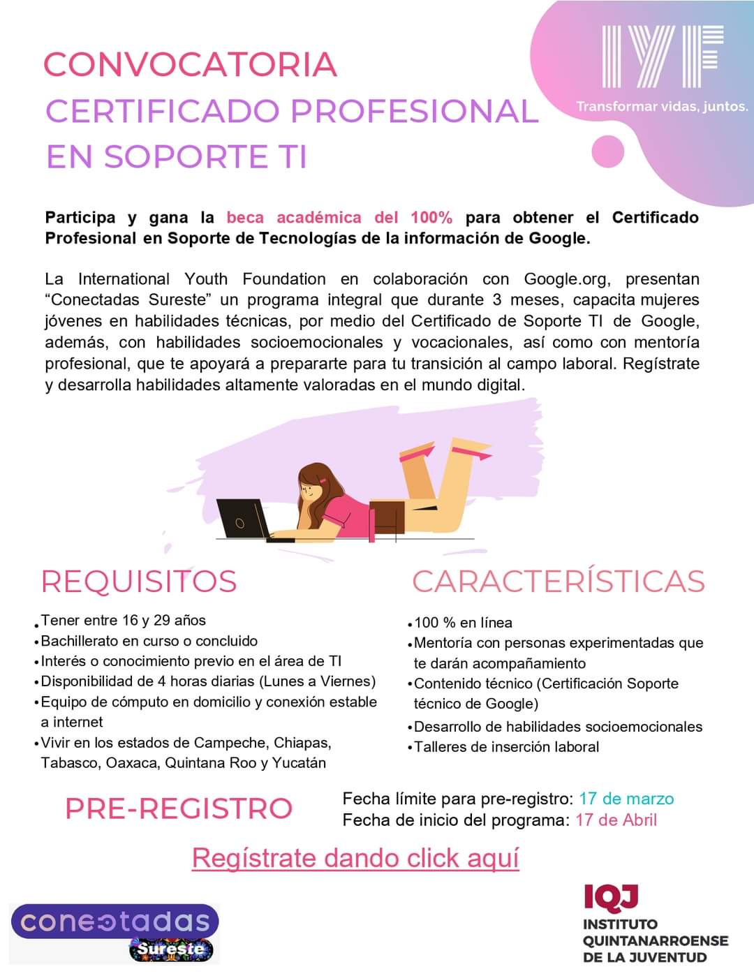 IQJ lanza convocatoria para mujeres jóvenes con interés en las TI