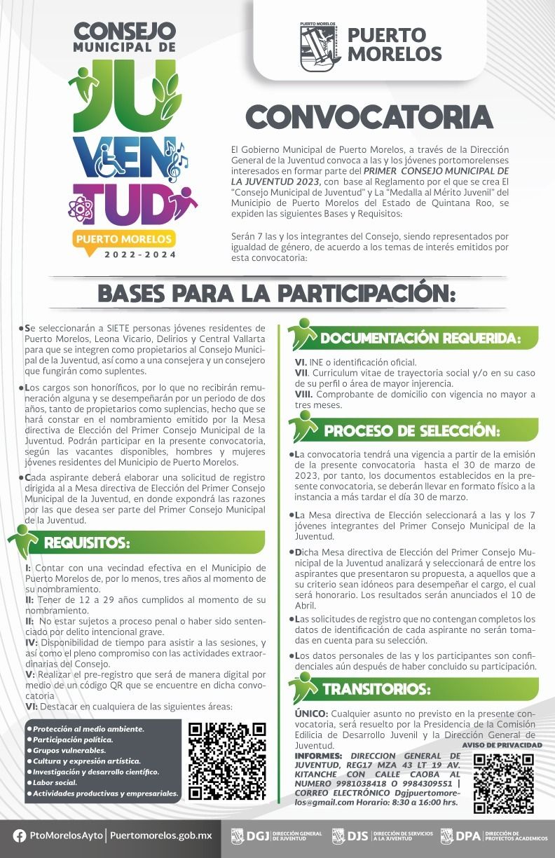 Reiteran llamado a conformar el Primer Consejo Municipal de Juventud en Puerto Morelos
