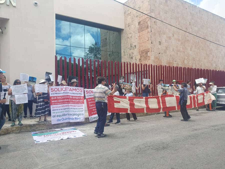 Grupos ambientalistas protestan en Mérida contra el Tren Maya; piden a jueces 'prevenir desastre ambiental'