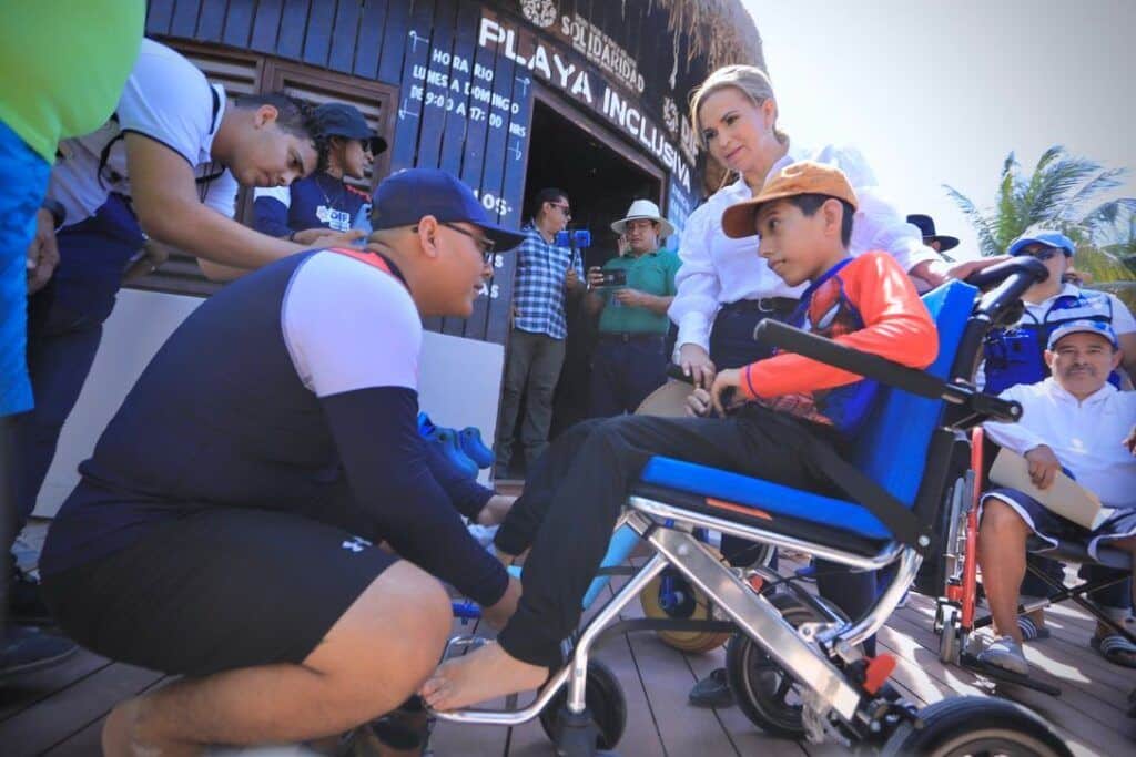 Lili Campos inauguró la playa inclusiva de Punta Esmeralda