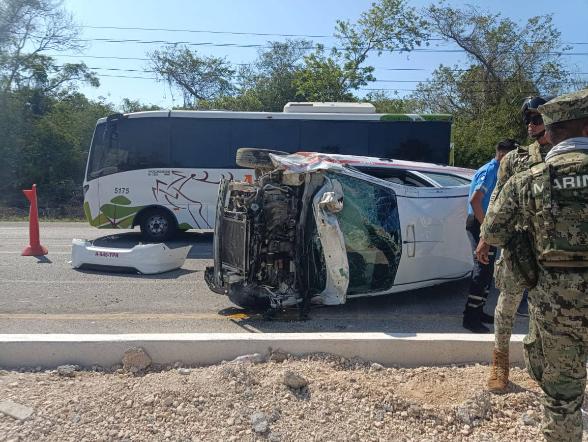 Trágico accidente sobre la carretera federal 307.Fallece trabajador del Tren Maya