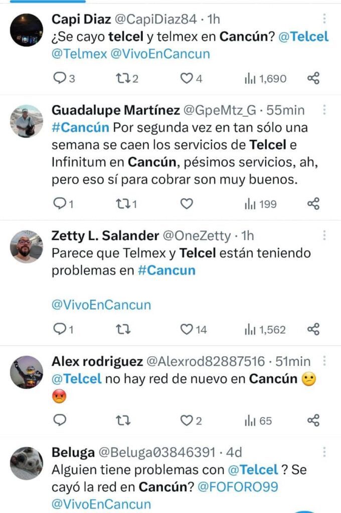 Afectan fallas en red de Telcel y Telmex a usuarios de Quintana Roo