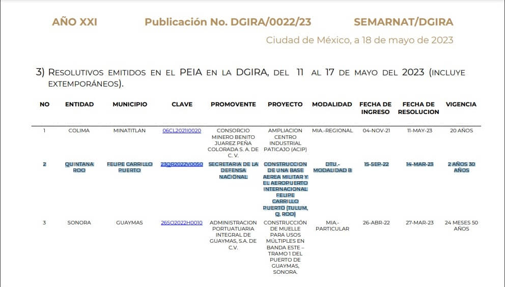 Aprueba Semarnat MIA para el Aeropuerto Internacional 'Felipe Carrillo Puerto'