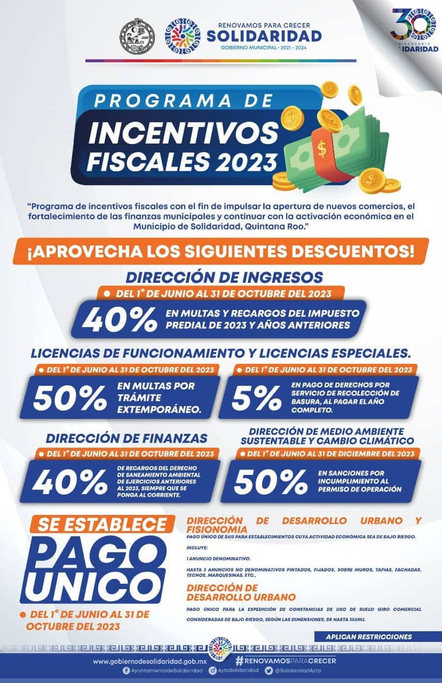 Gobierno municipal otorga descuentos a favor de contribuyentes