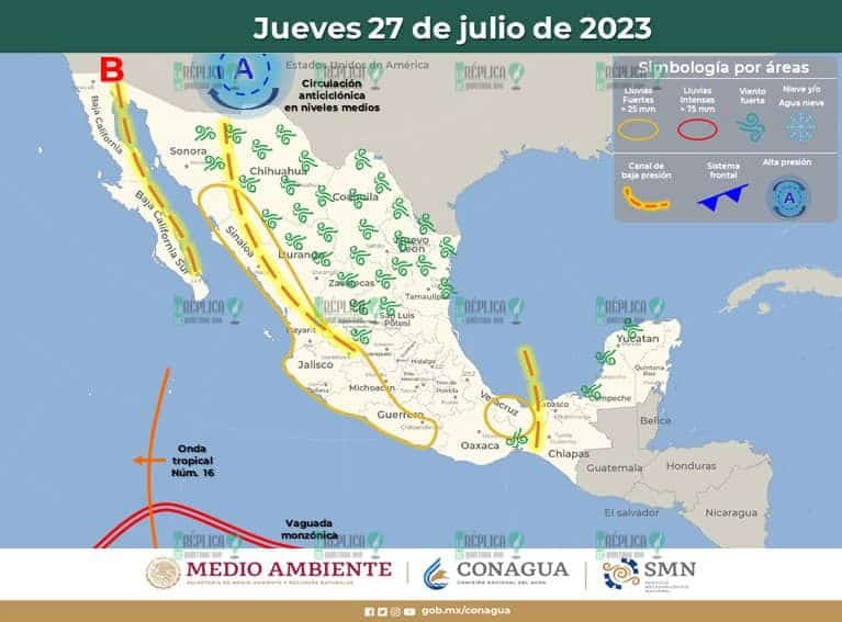 Intervalos de chubascos en Quintana Roo