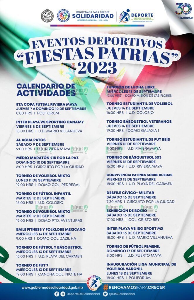 Dan a conocer calendario de eventos por Fiestas Patrias