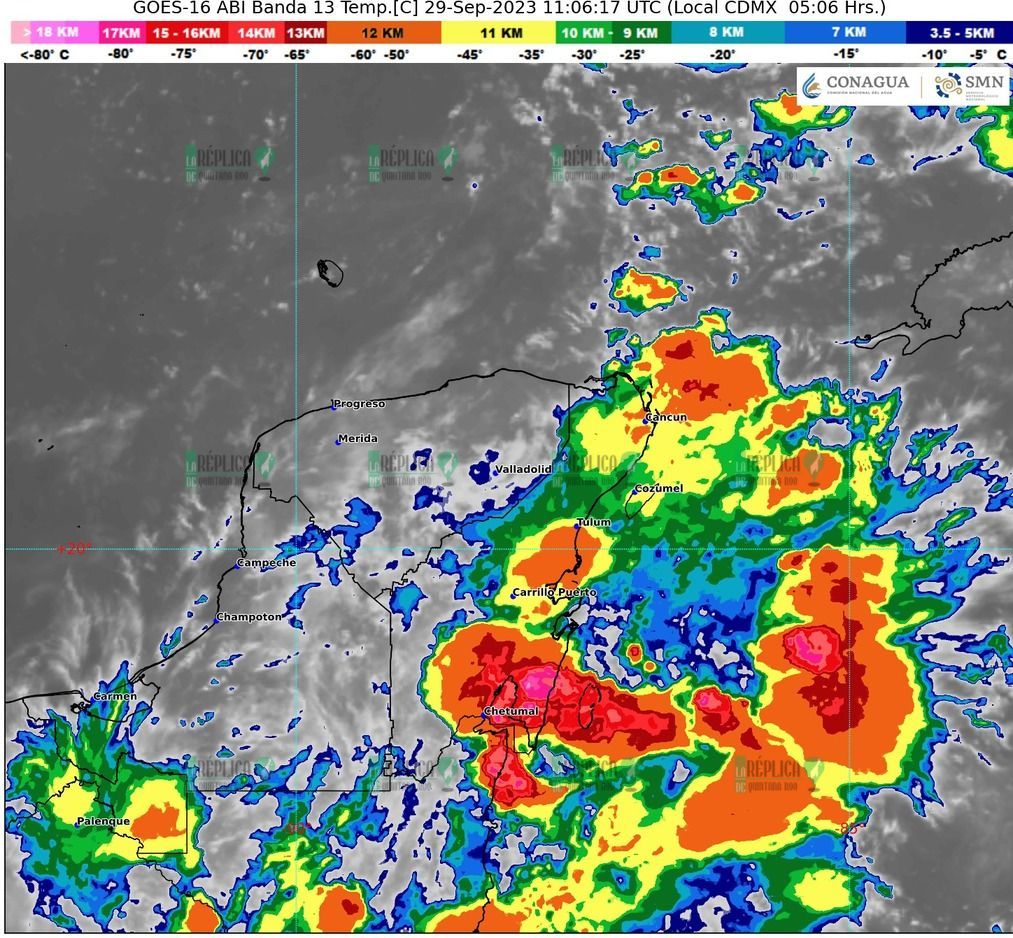 Lluvias fuertes durante el día en Quintana Roo