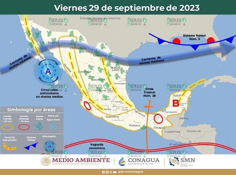 Lluvias fuertes durante el día en Quintana Roo