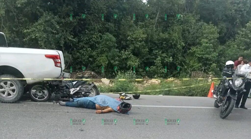 Pierde la vida motociclista tras chocar contra una camioneta, cerca del aeropuerto de Cancún