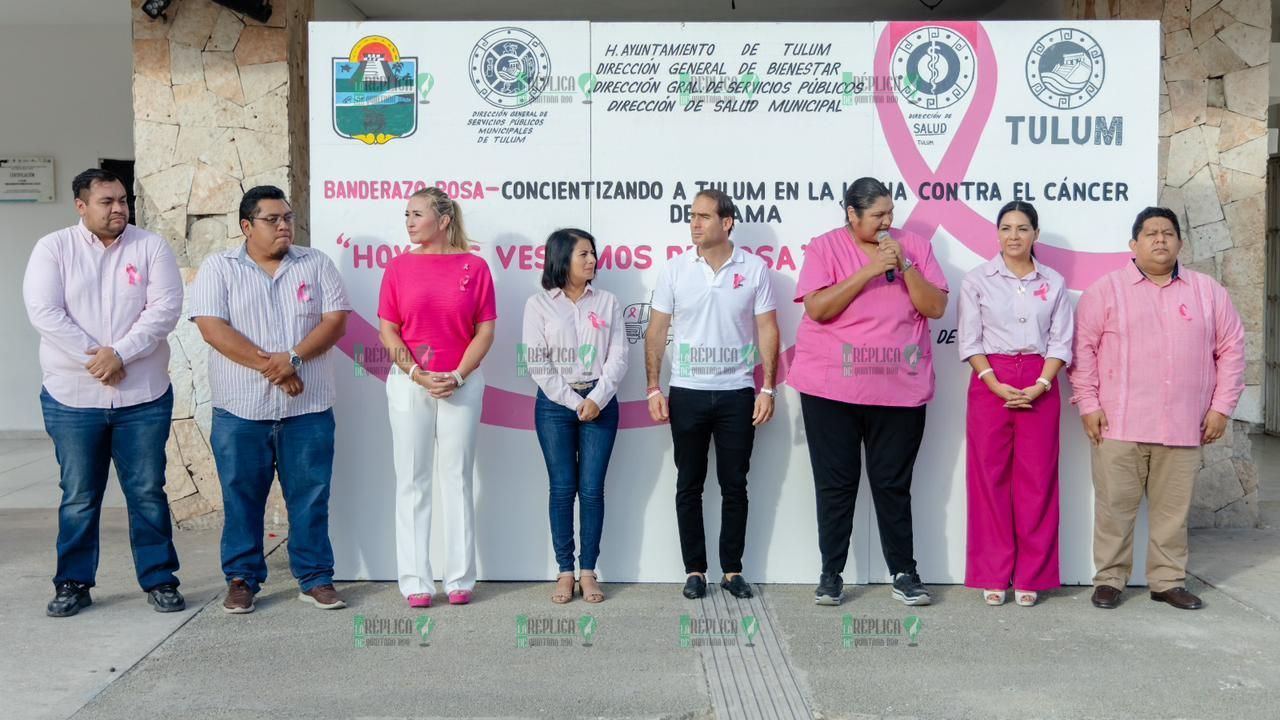Diego Castañón encabeza banderazo rosa “concientizando a Tulum contra el cáncer de mama”