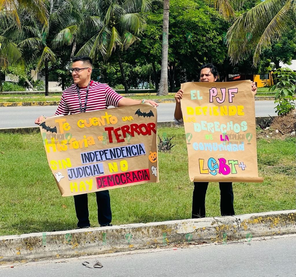 Protestan de nuevo trabajadores del PJF en Cancún, en contra de eliminación de fideicomisos