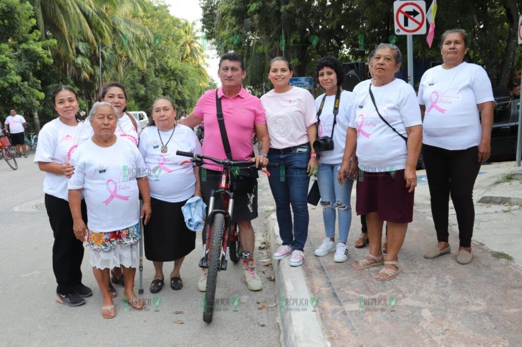 Realizan en Bacalar la segunda Rodada Rosa para hacer conciencia en la lucha contra el cáncer de mama