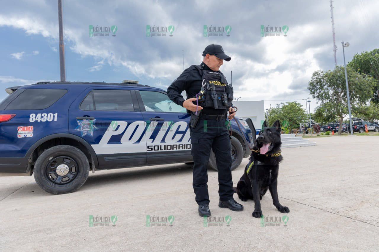 Binomios caninos refuerzan la seguridad en Solidaridad