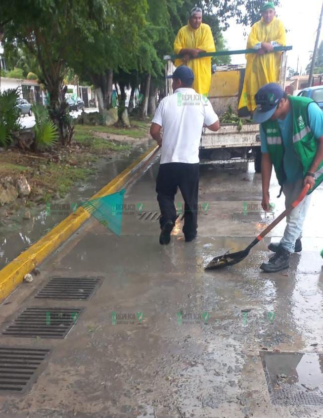 Intenso trabajo para mantener en funcionamiento la red de pozos pluviales en Puerto Morelos