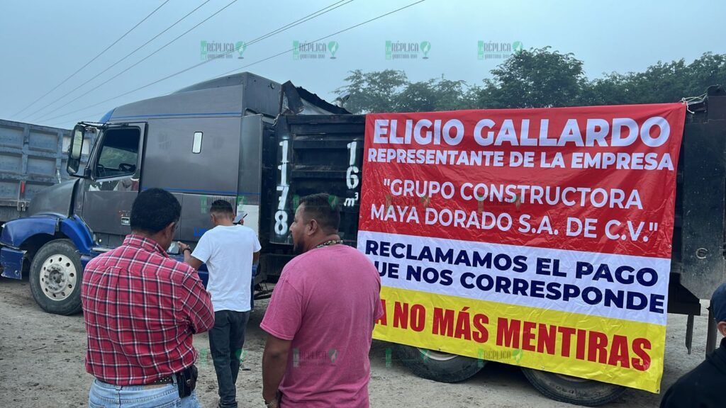 Concluye protesta de volqueteros en obras del tramo 7 del Tren Maya en Othón P. Blanco, tras acuerdo con constructora 