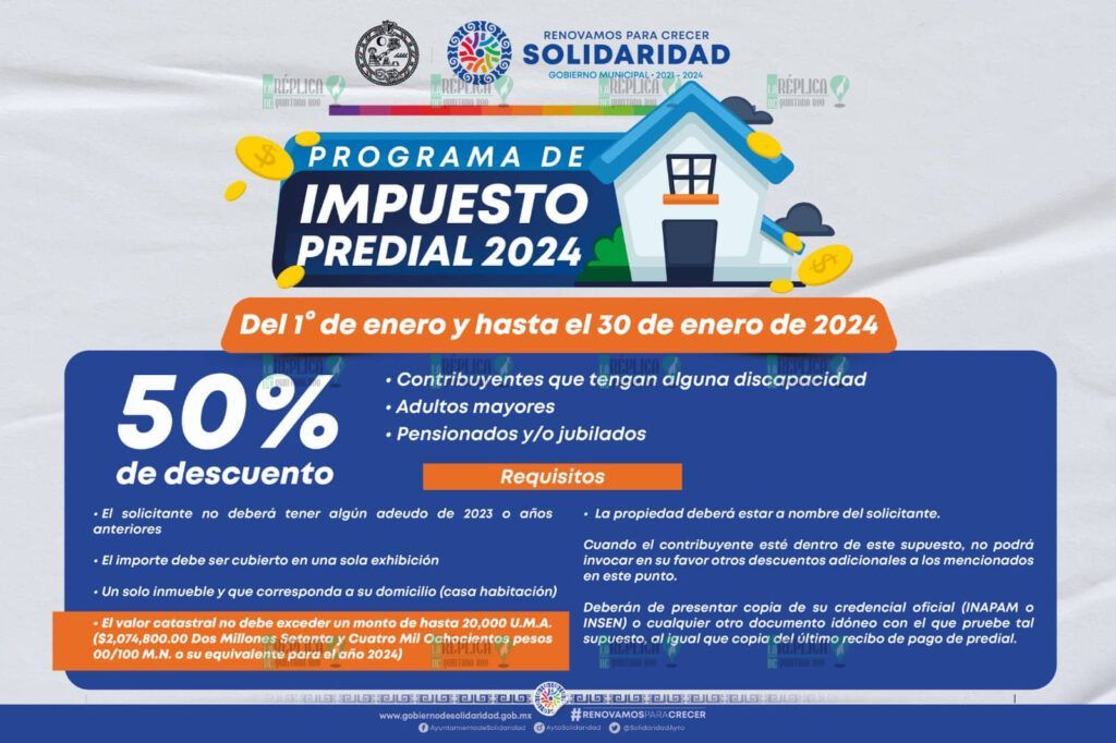 Otorgan descuentos en pago del impuesto predial 2024