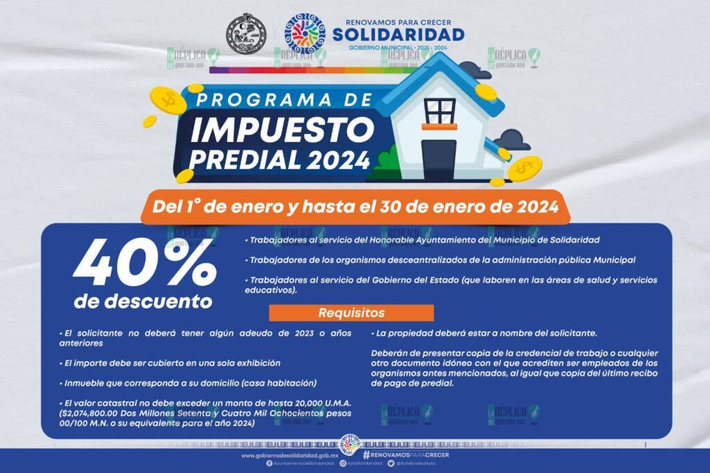 Otorgan descuentos en pago del impuesto predial 2024