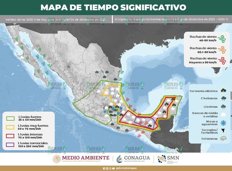 Intervalos de chubascos en Quintana Roo