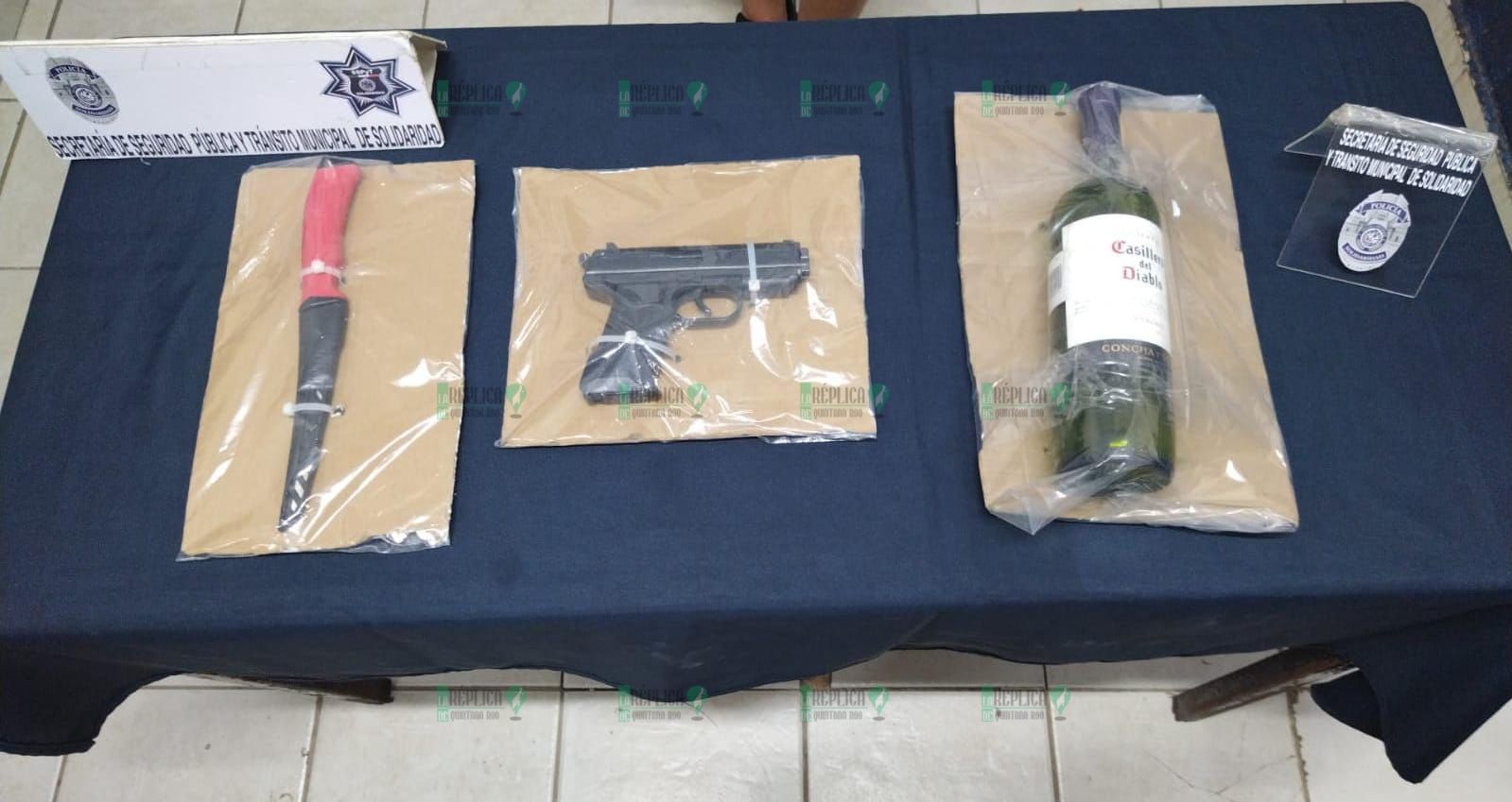 Aseguran a tres personas y armas de fuego en Solidaridad