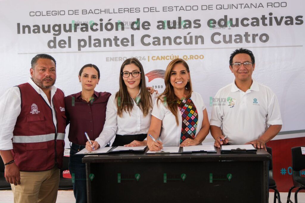 Entrega Mara Lezama 5 nuevas aulas en el Plantel 4 del Colegio de Bachilleres de Cancún