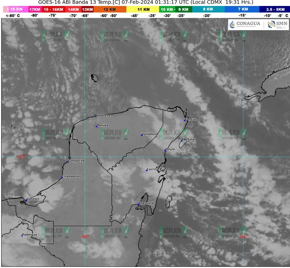 Cielo medio nublado y poca lluvia para Quintana Roo