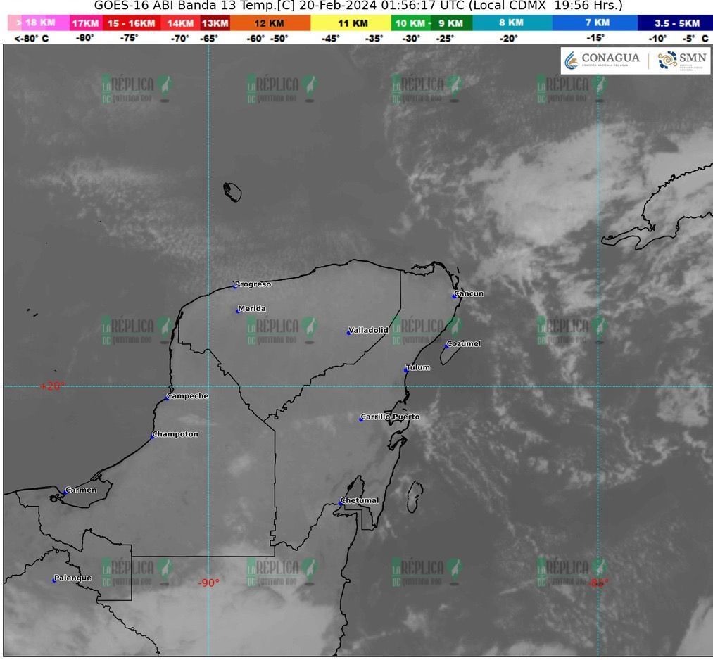 Cielo despejado a medio nublado en Quintana Roo