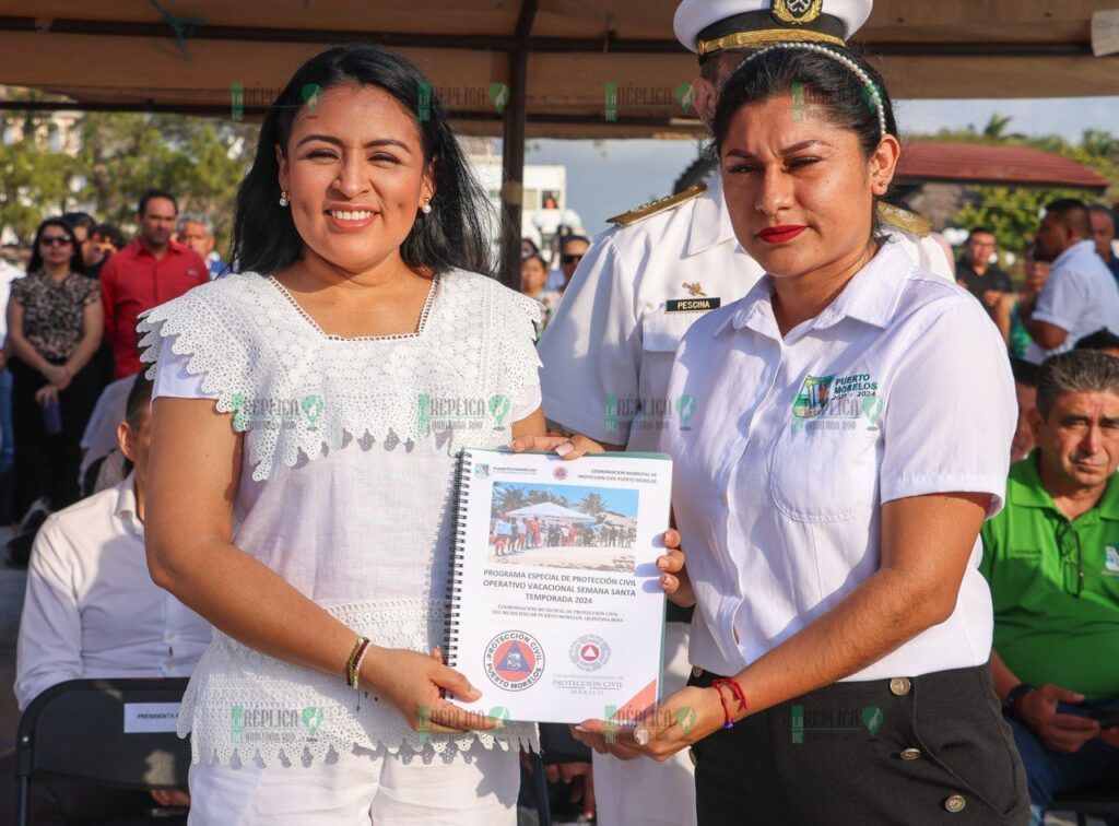 Banderazo del operativo vacacional Semana Santa 2024 en Puerto Morelos