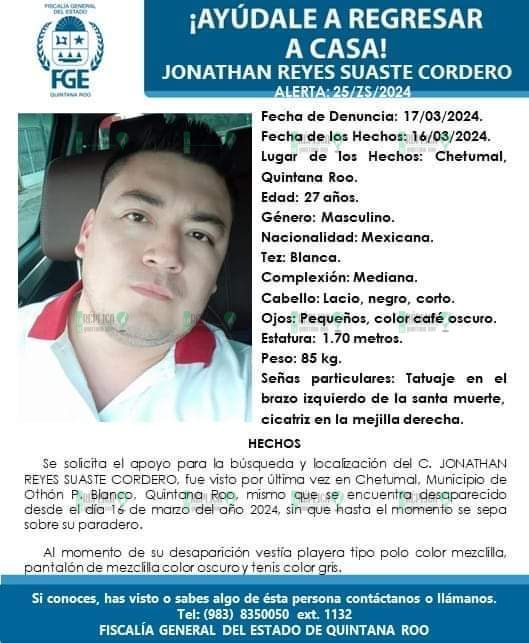 Acusan familiares de joven plagiado a ex policía por su desaparición en Chetumal