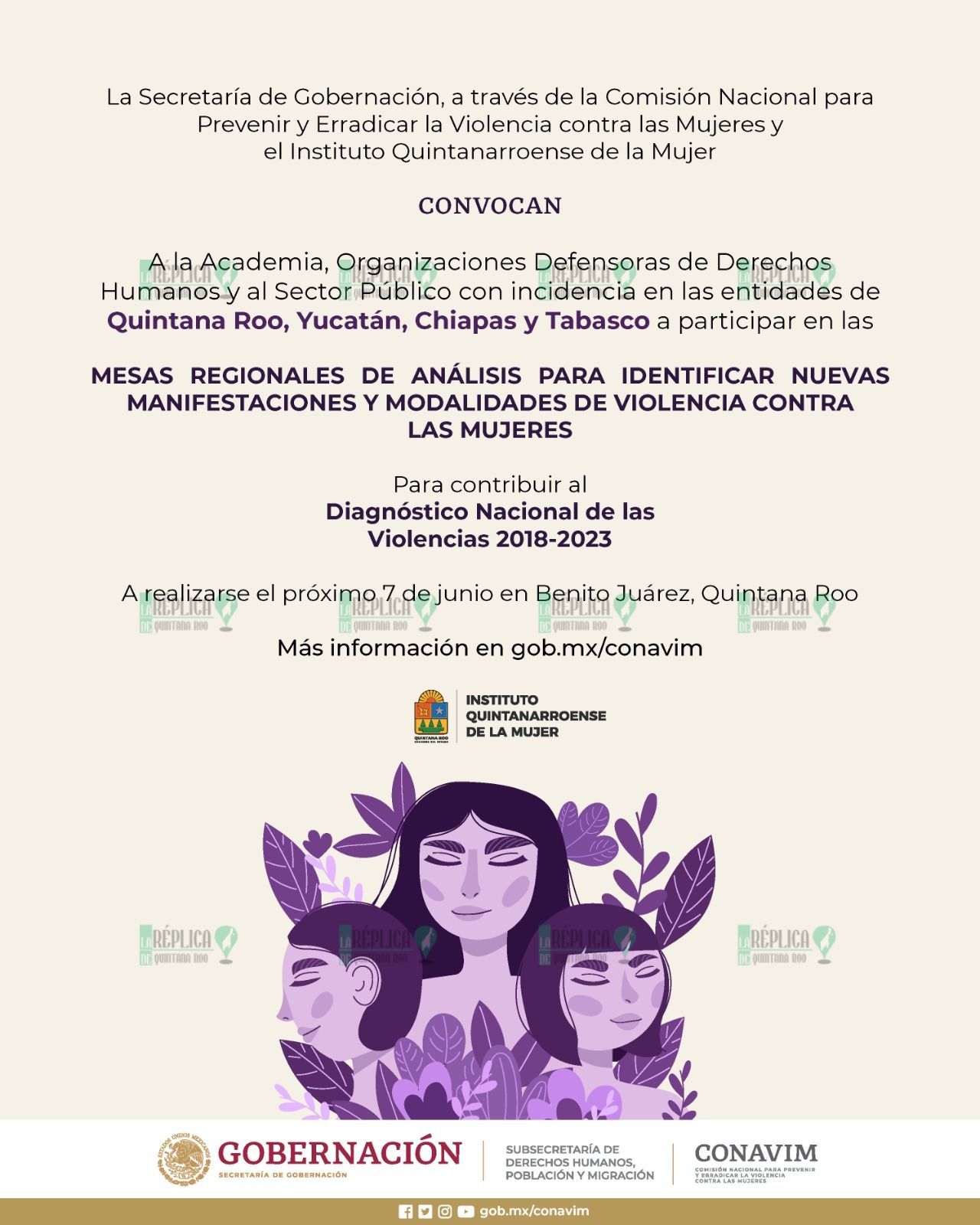 Convocan a participar en las Mesas Regionales de Análisis para Identificar Nuevas Manifestaciones y Modalidades de Violencia Contra las Mujeres