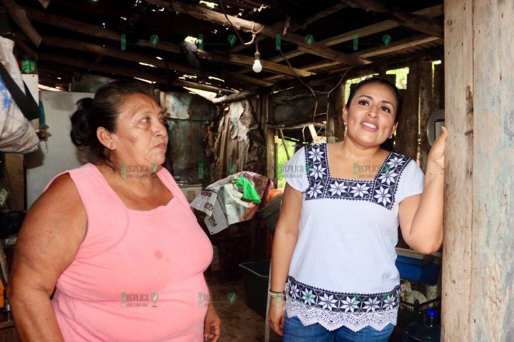 Blanca Merari visita a familias de Leona Vicario afectadas por las fuertes lluvias