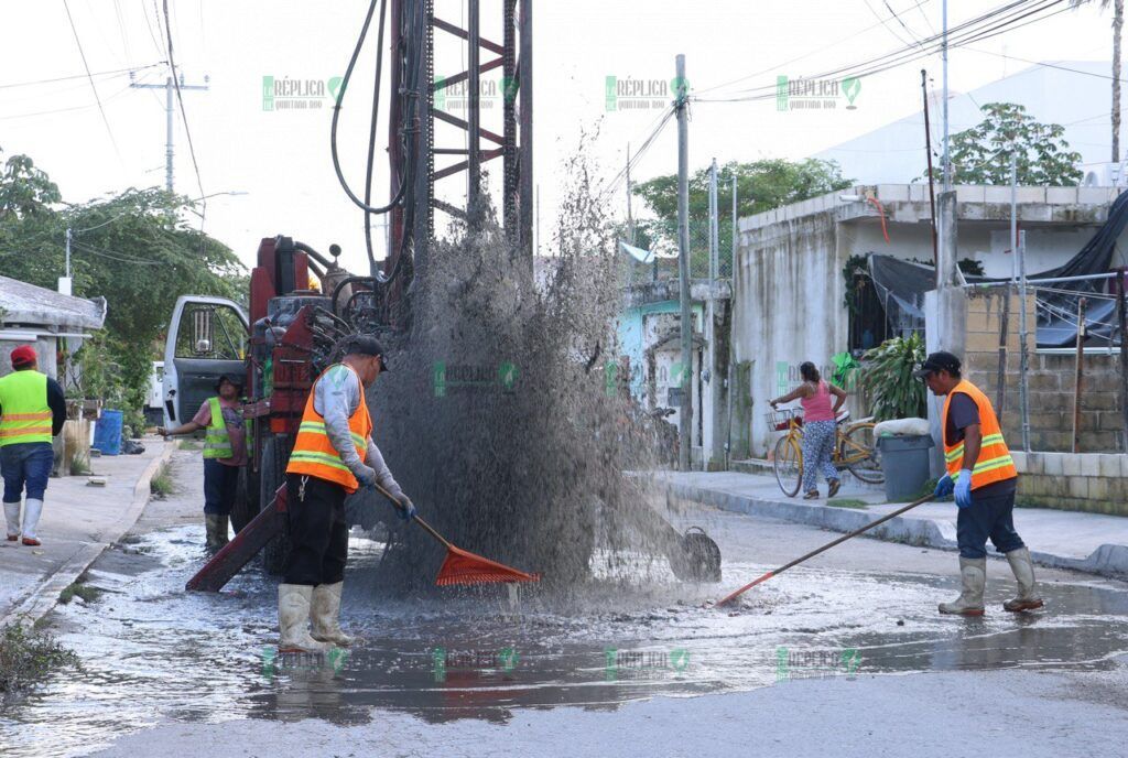 Supervisa Blanca Merari inicio de desazolve de pozos de absorción en Puerto Morelos