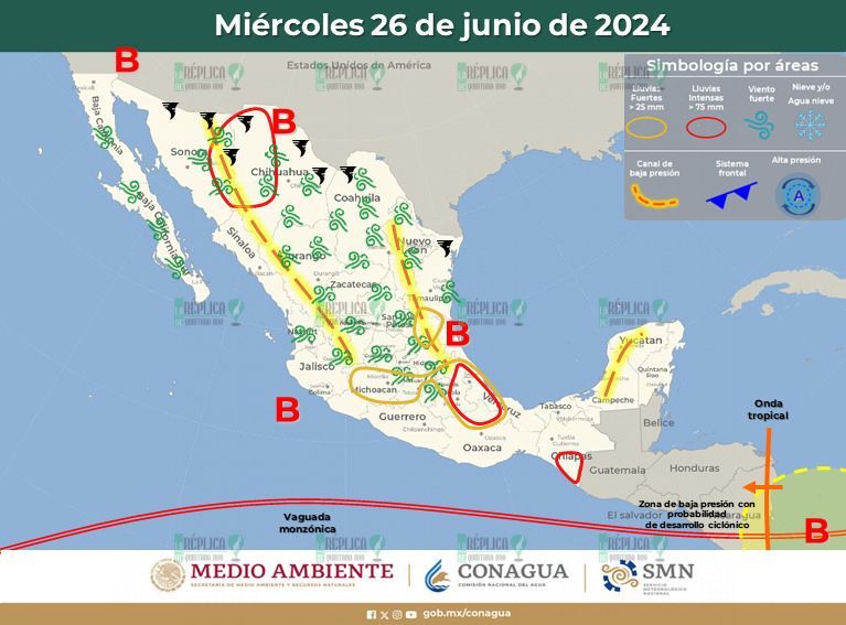 Intervalos de chubascos para Quintana Roo