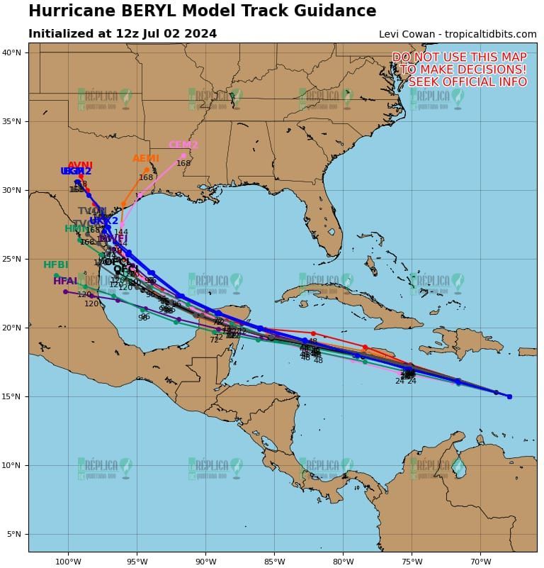 Impactaría huracán 'Beryl' en Tulum, tras un leve cambio en su trayectoria