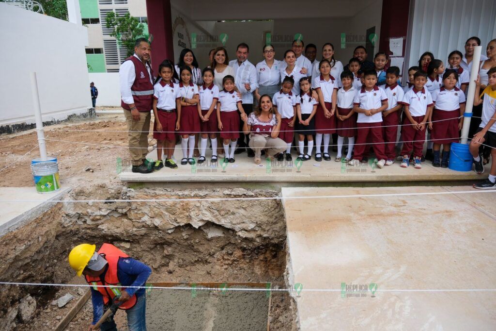 Inicia Mara Lezama construcción de domo en Primaria “Ermilo Abreu Gómez” en Benito Juárez para bienestar de alumnas y alumnos