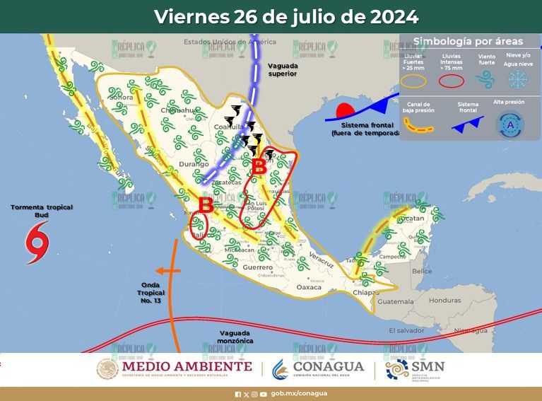 Por la presencia de un canal de baja presión sobre el sureste mexicano y la península 