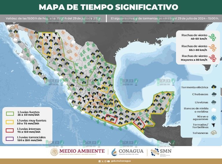 Probabilidad de chubascos en Quintana Roo