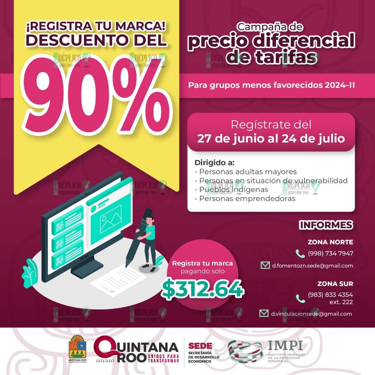 Promueven SEDE e IMPI campaña de 90% descuento en Registro de Marca