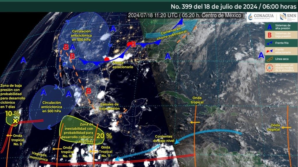 Foto:X@conagua_clima/ Sistemas Meteorológicos Actuales