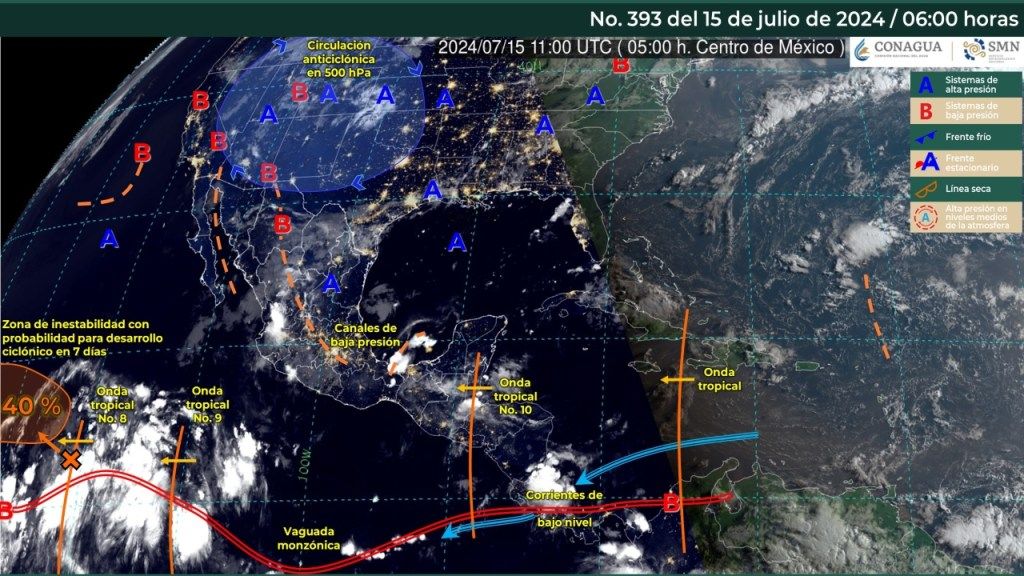 Foto: X@conagua_clima/Sistemas Metereológicos Generales