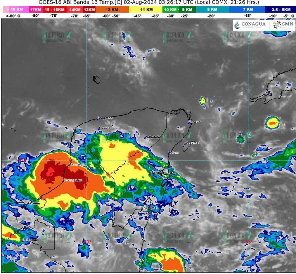 Chubascos para el sur de Quintana Roo