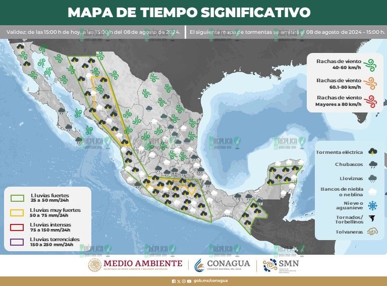 Lluvias y cielo nublado para Quintana Roo