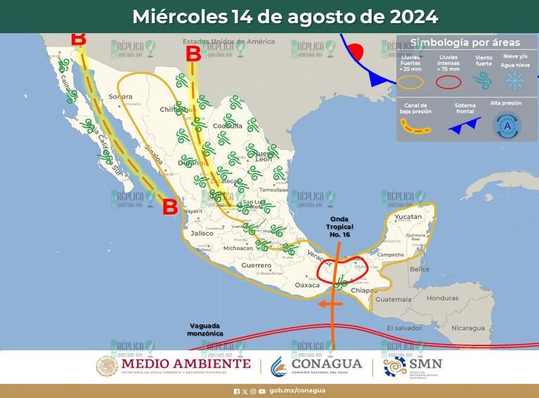 Intervalos de chubascos en Quintana Roo