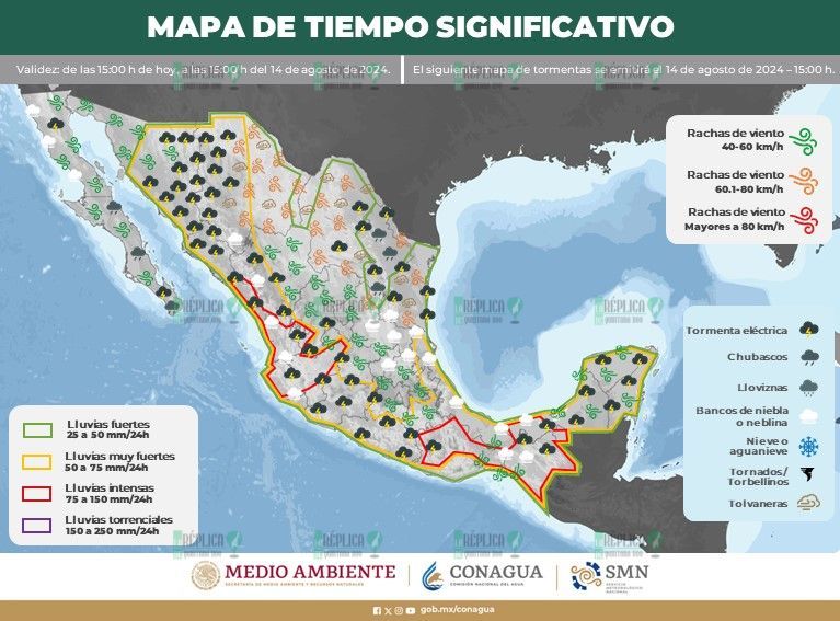 Intervalos de chubascos en Quintana Roo