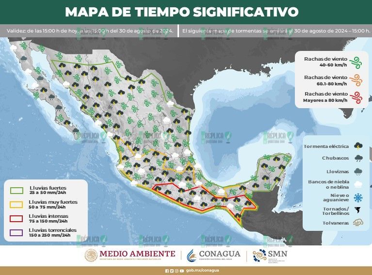 Intervalos de chubascos en Quintana Roo